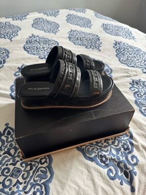 Kelsi Dagger Black Textured Leather Shoe Box